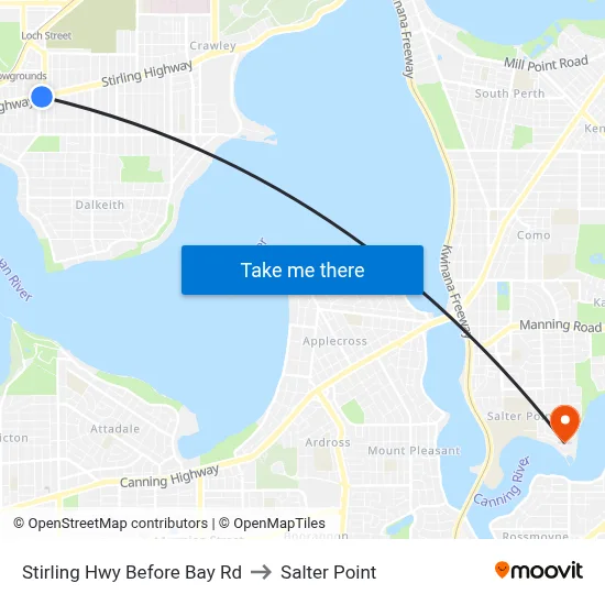 Stirling Hwy Before Bay Rd to Salter Point map