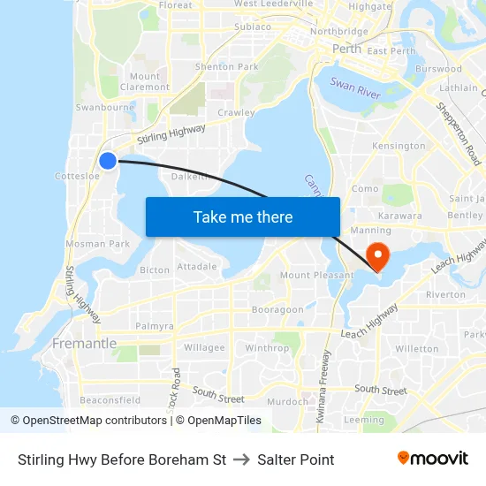 Stirling Hwy Before Boreham St to Salter Point map