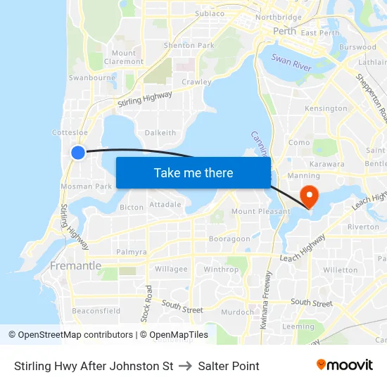 Stirling Hwy After Johnston St to Salter Point map