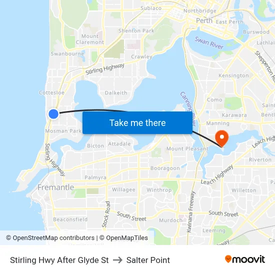 Stirling Hwy After Glyde St to Salter Point map