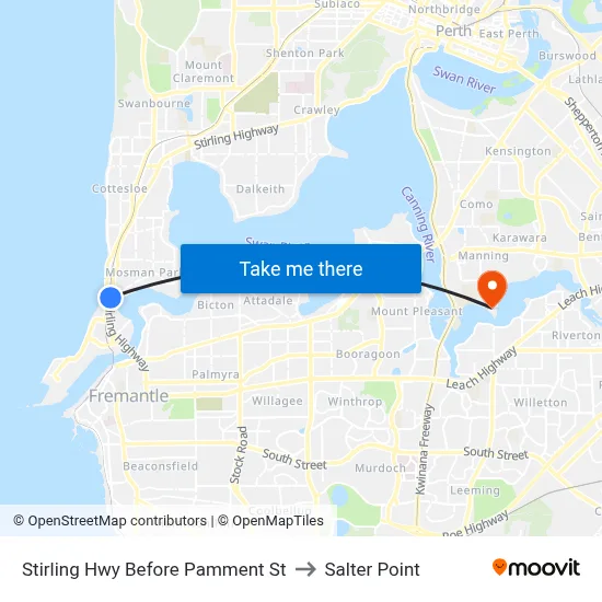 Stirling Hwy Before Pamment St to Salter Point map