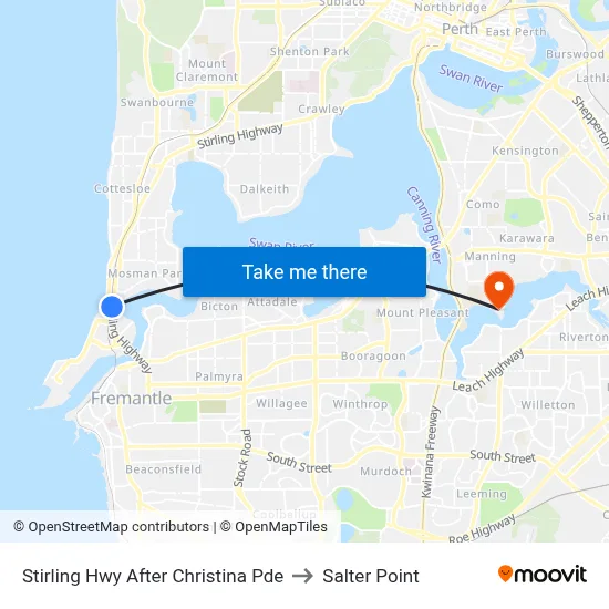 Stirling Hwy After Christina Pde to Salter Point map