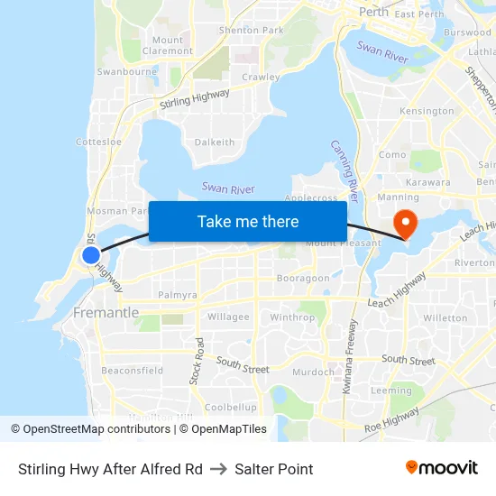 Stirling Hwy After Alfred Rd to Salter Point map