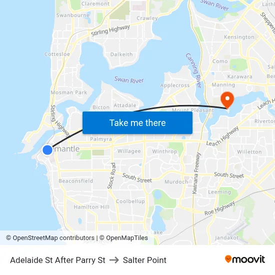 Adelaide St After Parry St to Salter Point map