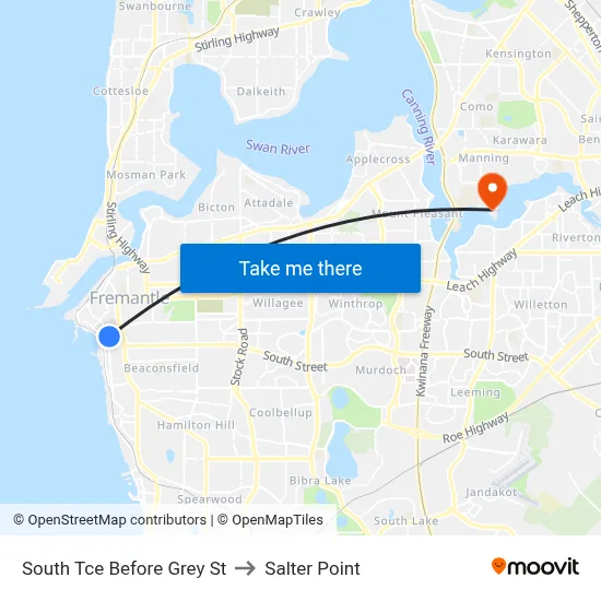 South Tce Before Grey St to Salter Point map