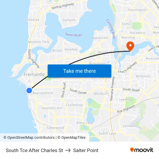 South Tce After Charles St to Salter Point map