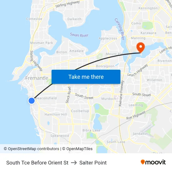 South Tce Before Orient St to Salter Point map