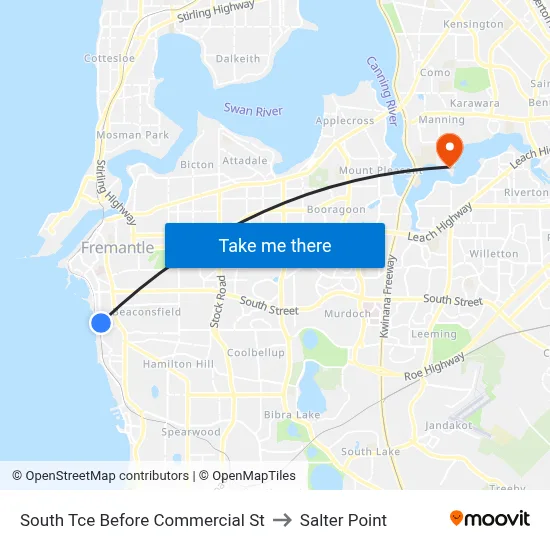 South Tce Before Commercial St to Salter Point map