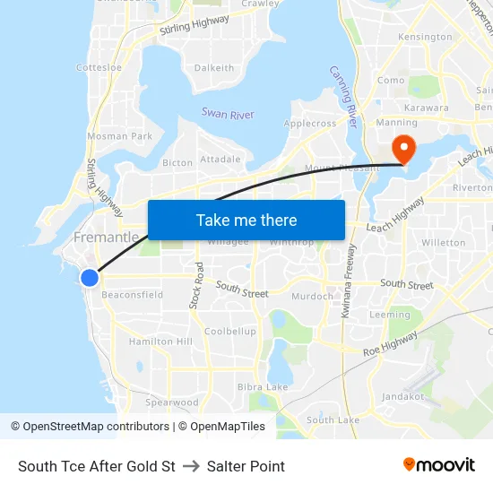South Tce After Gold St to Salter Point map