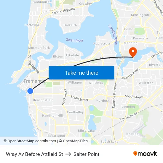 Wray Av Before Attfield St to Salter Point map