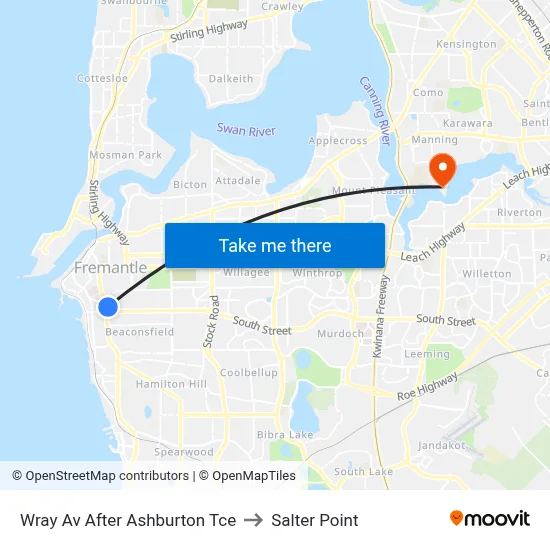 Wray Av After Ashburton Tce to Salter Point map