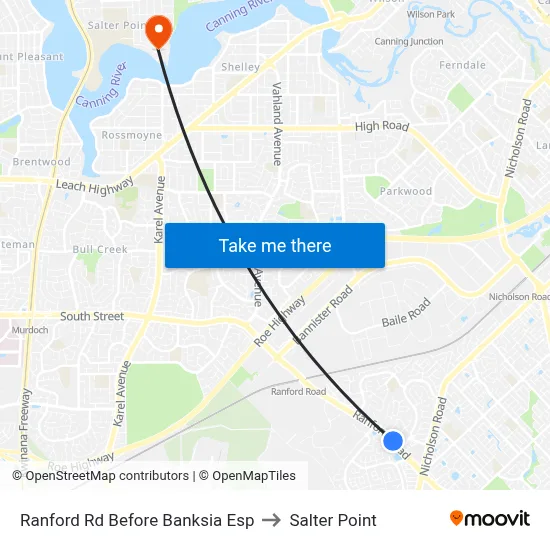 Ranford Rd Before Banksia Esp to Salter Point map