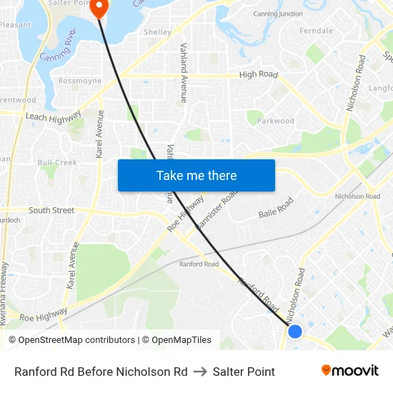 Ranford Rd Before Nicholson Rd to Salter Point map