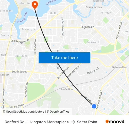 Ranford Rd - Livingston Marketplace to Salter Point map