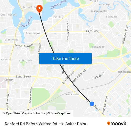 Ranford Rd Before Wilfred Rd to Salter Point map