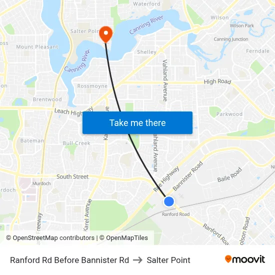 Ranford Rd Before Bannister Rd to Salter Point map