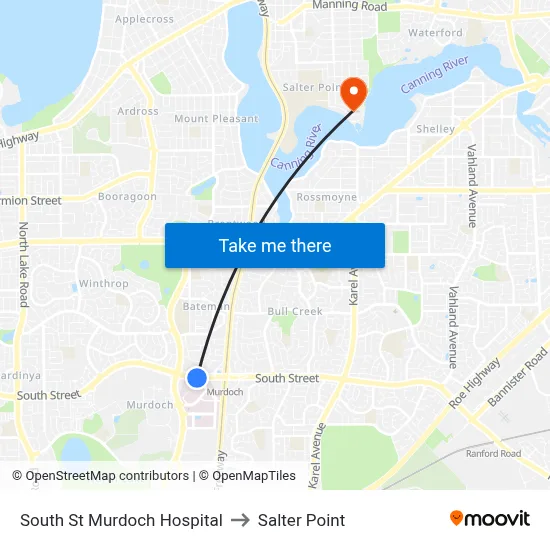 South St Murdoch Hospital to Salter Point map