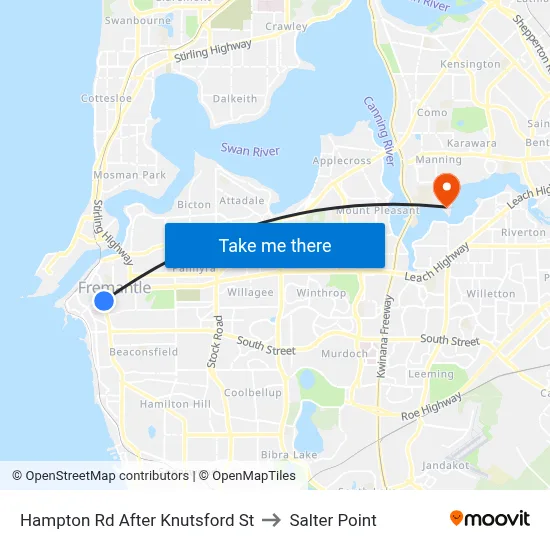 Hampton Rd After Knutsford St to Salter Point map