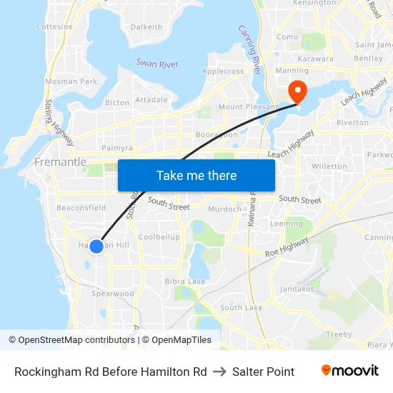 Rockingham Rd Before Hamilton Rd to Salter Point map