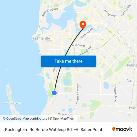 Rockingham Rd Before Wattleup Rd to Salter Point map