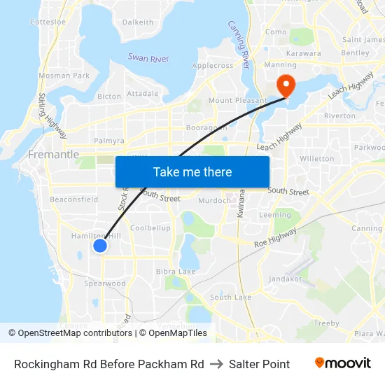 Rockingham Rd Before Packham Rd to Salter Point map