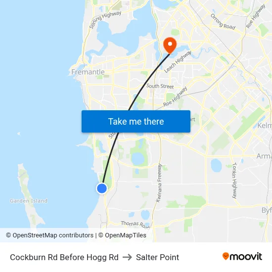 Cockburn Rd Before Hogg Rd to Salter Point map