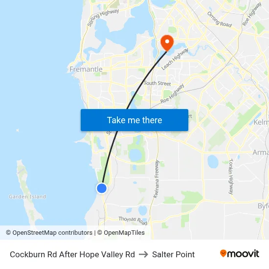 Cockburn Rd After Hope Valley Rd to Salter Point map