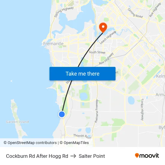 Cockburn Rd After Hogg Rd to Salter Point map