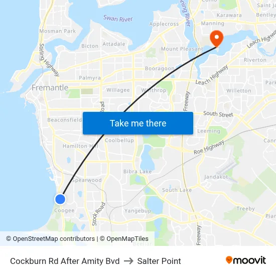 Cockburn Rd After Amity Bvd to Salter Point map