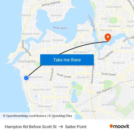 Hampton Rd Before Scott St to Salter Point map