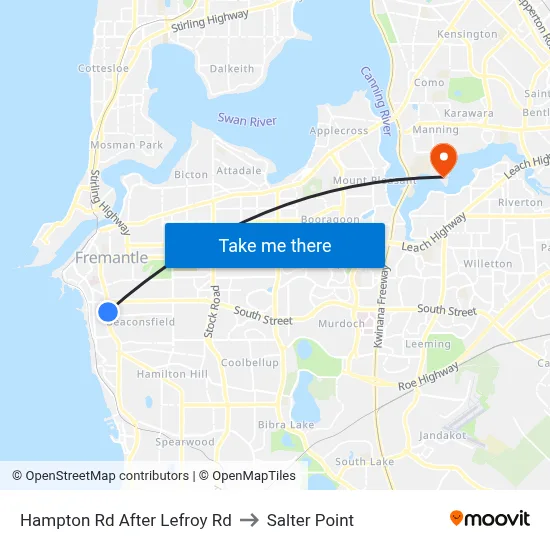 Hampton Rd After Lefroy Rd to Salter Point map
