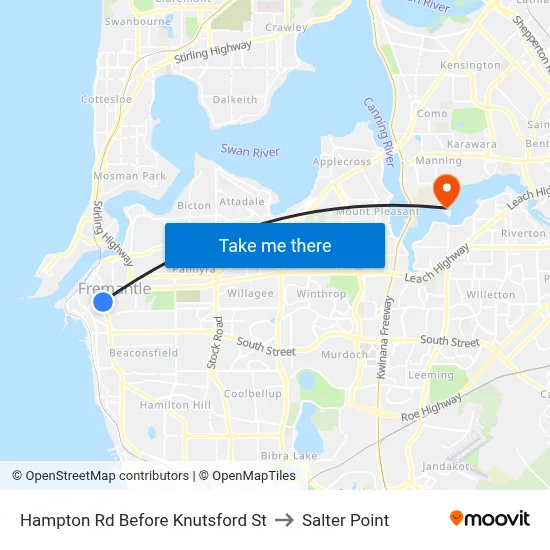 Hampton Rd Before Knutsford St to Salter Point map