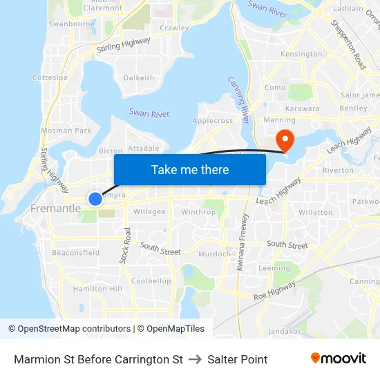 Marmion St Before Carrington St to Salter Point map