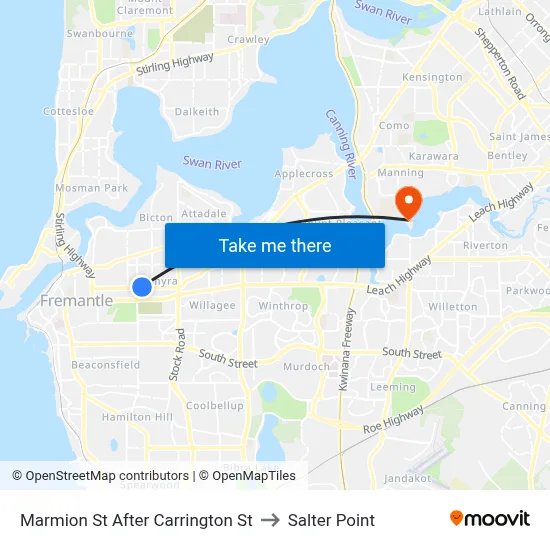Marmion St After Carrington St to Salter Point map