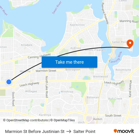 Marmion St Before Justinian St to Salter Point map