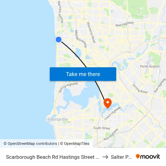 Scarborough Beach Rd Hastings Street Cat Id 19 to Salter Point map