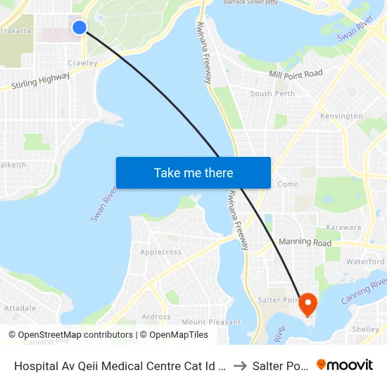 Hospital Av Qeii Medical Centre Cat Id 115 to Salter Point map