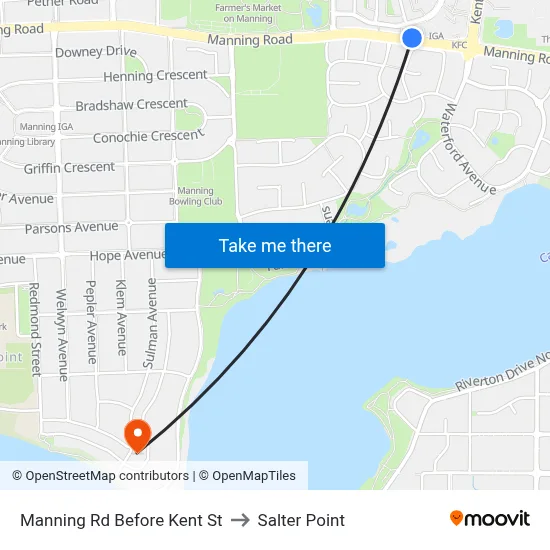 Manning Rd Before Kent St to Salter Point map