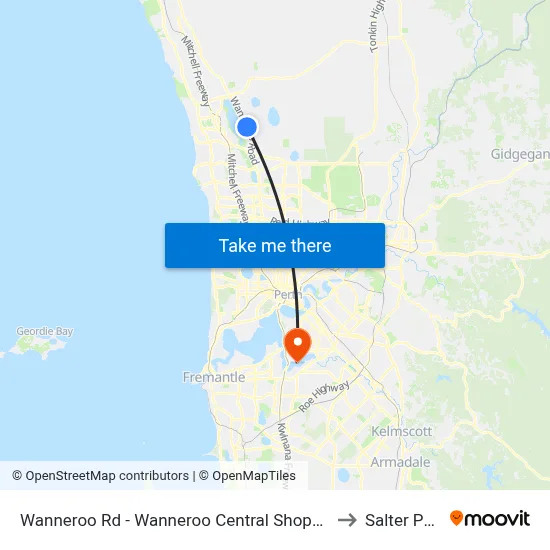Wanneroo Rd - Wanneroo Central Shopping Ctr to Salter Point map