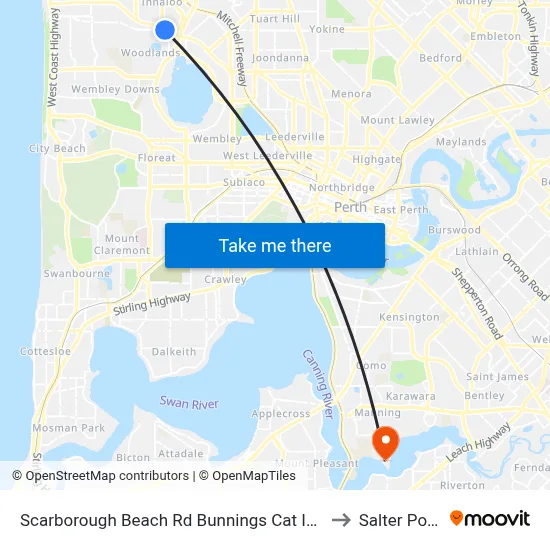 Scarborough Beach Rd Bunnings Cat Id 34 to Salter Point map
