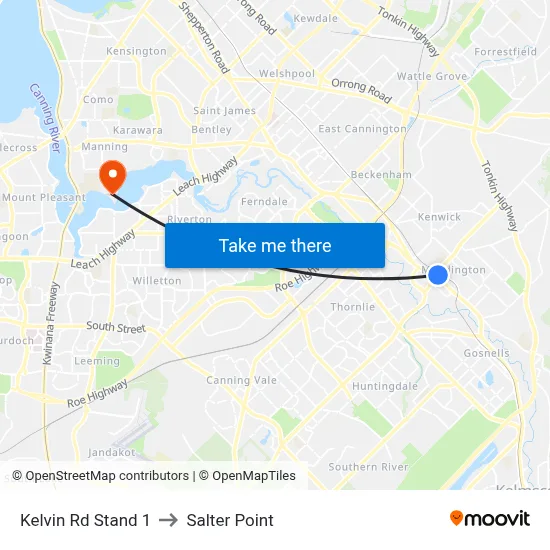 Kelvin Rd Stand 1 to Salter Point map