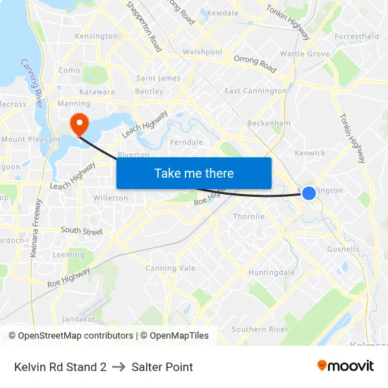 Kelvin Rd Stand 2 to Salter Point map