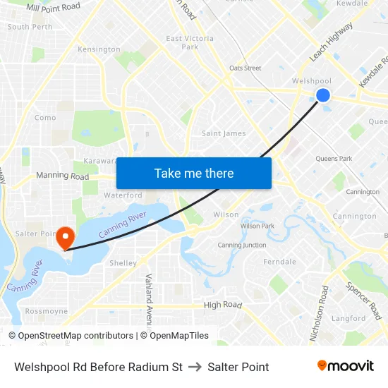 Welshpool Rd Before Radium St to Salter Point map