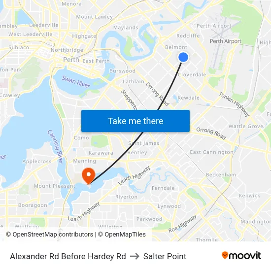 Alexander Rd Before Hardey Rd to Salter Point map
