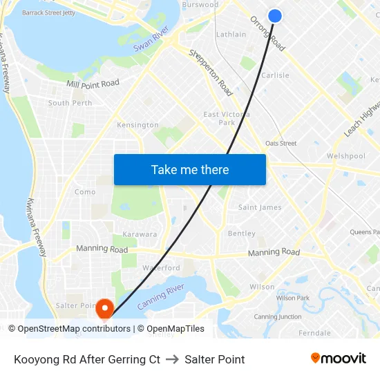 Kooyong Rd After Gerring Ct to Salter Point map