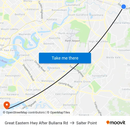 Great Eastern Hwy After Bullarra Rd to Salter Point map