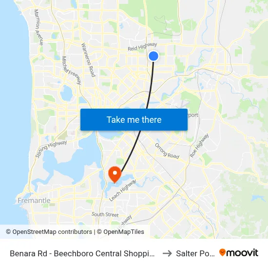 Benara Rd - Beechboro Central Shopping Ctr to Salter Point map