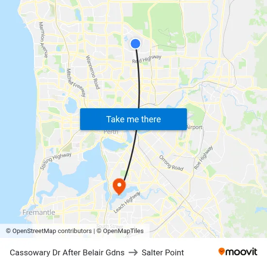 Cassowary Dr After Belair Gdns to Salter Point map