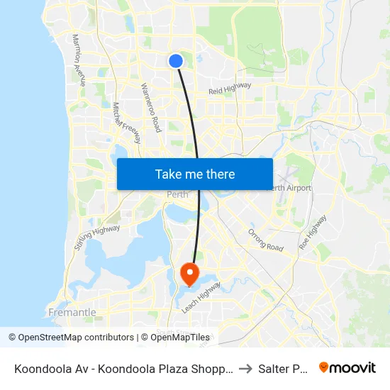 Koondoola Av - Koondoola Plaza Shopping Ctr to Salter Point map