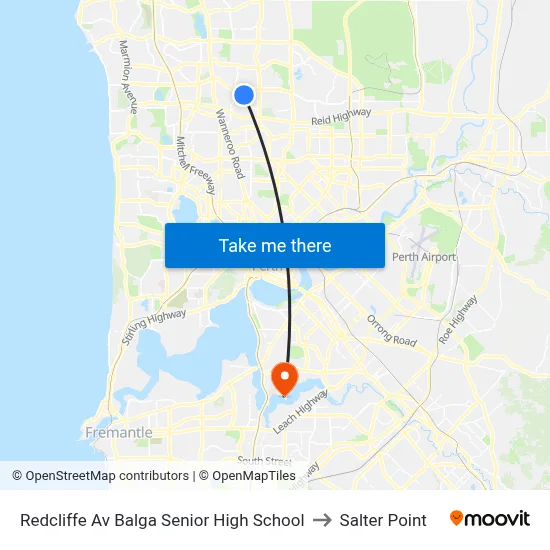 Redcliffe Av Balga Senior High School to Salter Point map